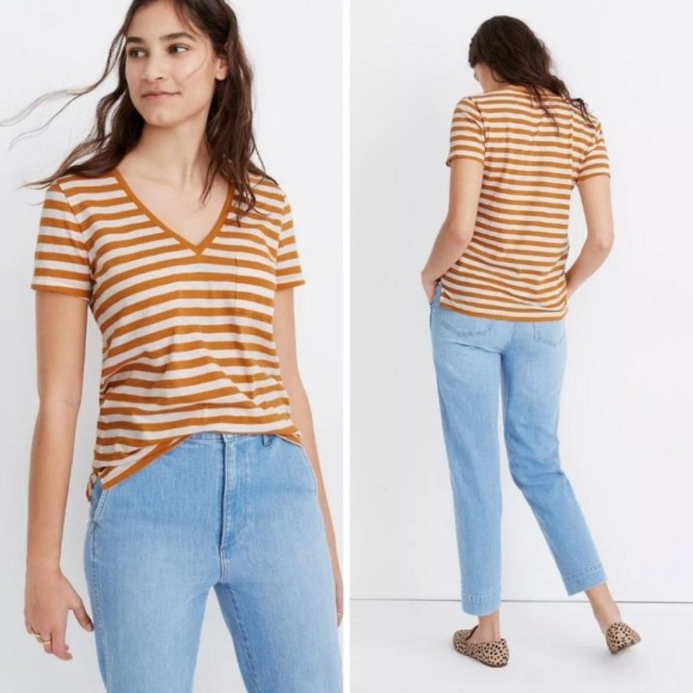 NWT Madewell Whisper Cotton V-Neck Pocket Tee